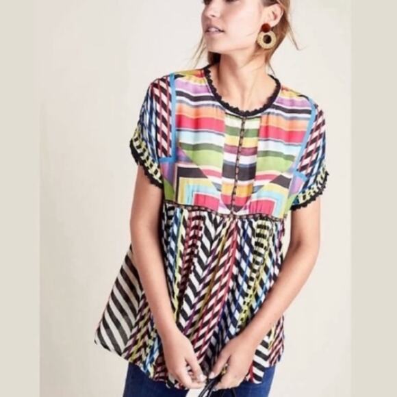 Anthropologie conditions apply kynsa chevron rainbow top - Picture 4 of 8